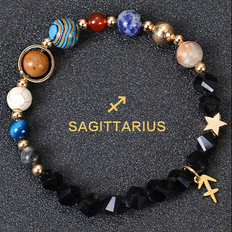 Twelve Constellations Zodiac Bracelet – Natural Stone & Planet Beads-12