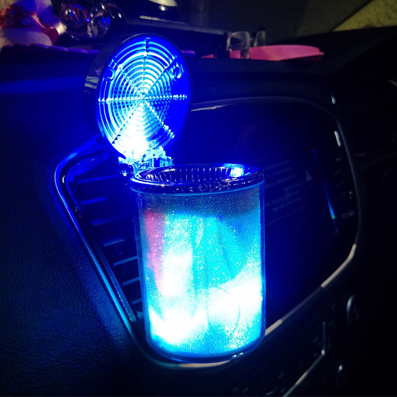 Car Ashtray With LED Light RGB Ambient Light Tray Container Trash Can Cool Car Accessories