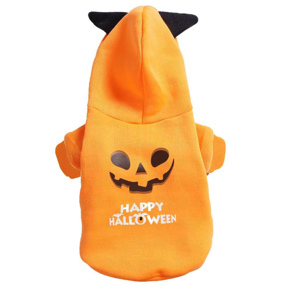 Pumpkin Dog Hoodie Halloween Outfit Black Orange Cozy Fleece-7