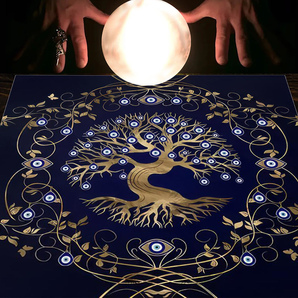 Tarot Table Cloth Moon Sun Lucky Tree Flannel Tablecloth-11