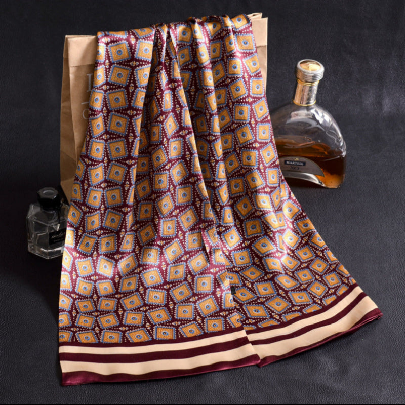 Double Layer Silk Crepe Satin Men's Silk Scarf Long Scarf Scarf