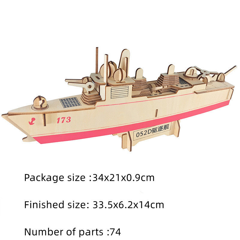 Wooden Model of Assembled Military Ship