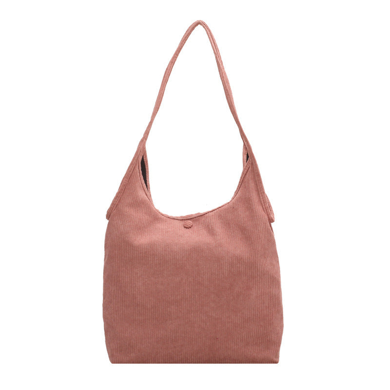 Pure Color Corduroy Simple Casual Style Western Style Shoulder Bag