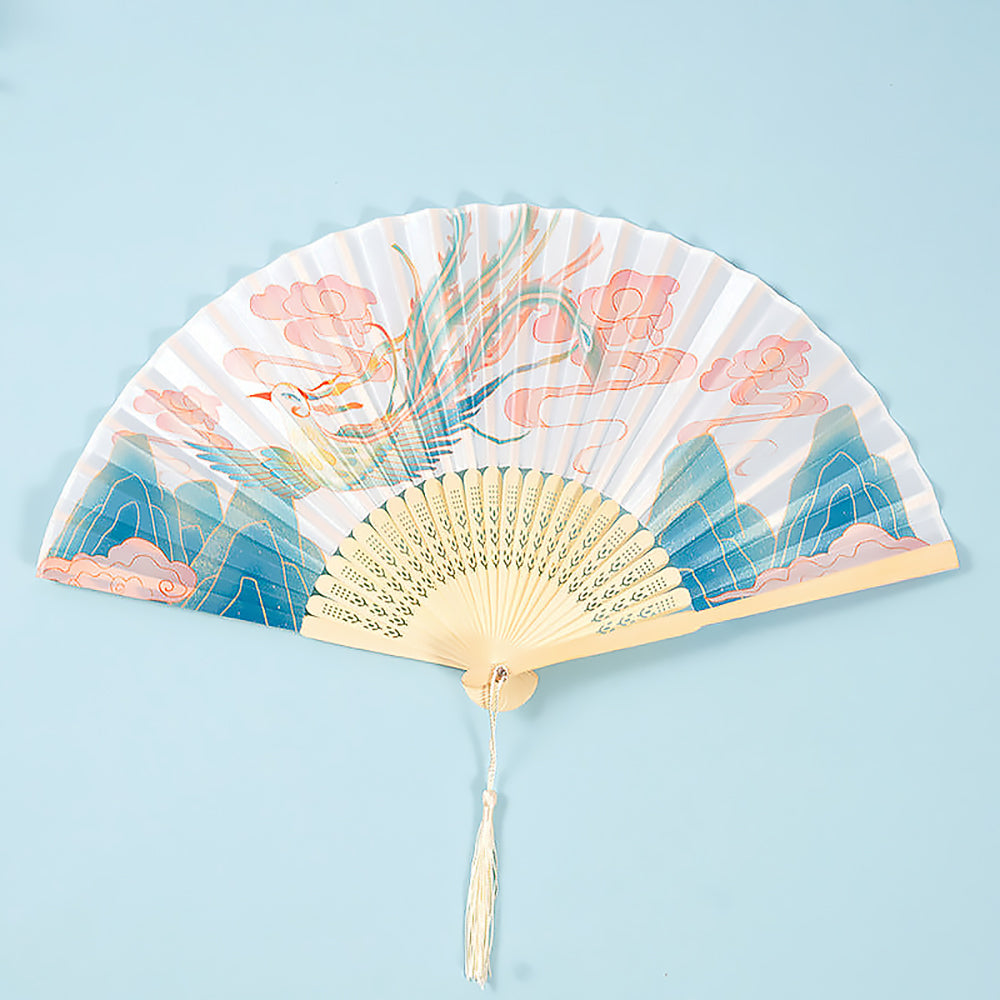 Chinese Style Women's Tasseled Portable Cheongsam Folding Fan-5