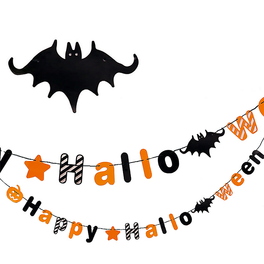 Halloween Bunting Banner Party Decorations with Bat Ghost Witch Pumpkin Cat Designs-3
