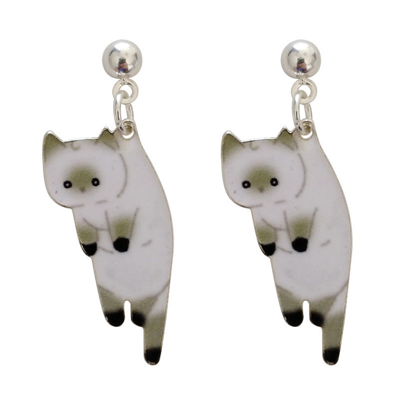 Alloy kitty earrings with zodiac animal design