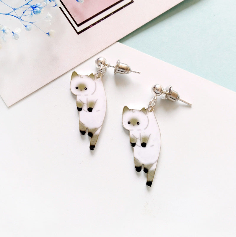 Alloy kitty earrings with zodiac animal design