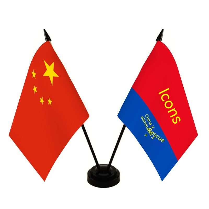 Customized Flag Single Pole Table Flag Desktop Y-shaped Crystal Decoration