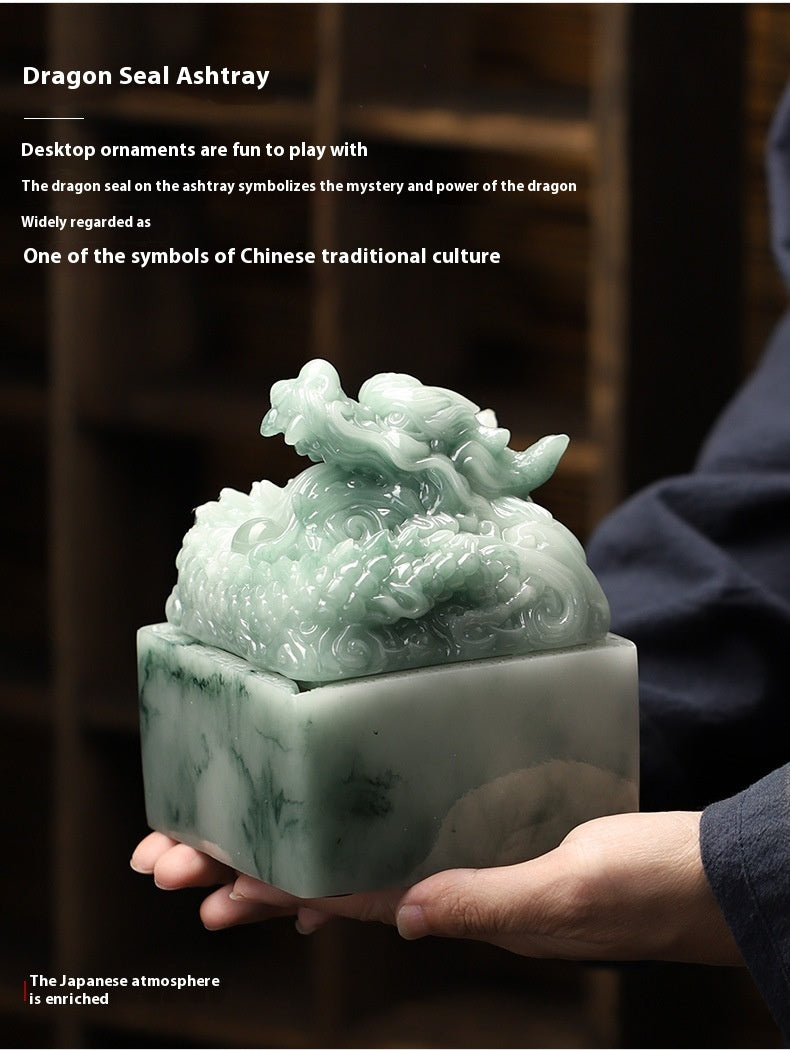 Harz Jade Chinese Dragon gedruckt Aschenbecher