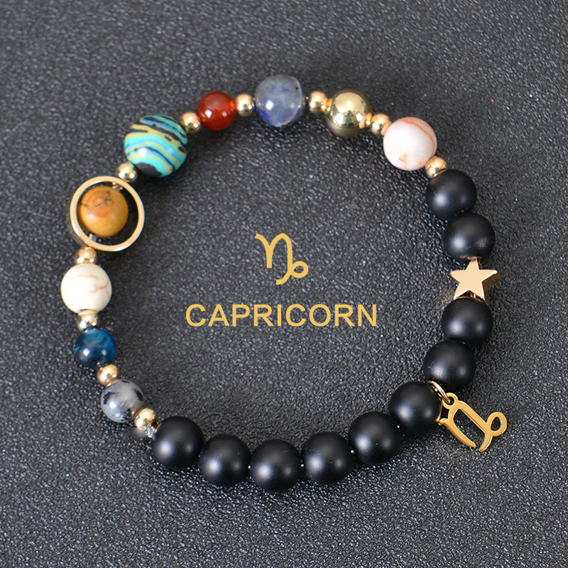 Twelve Constellations Zodiac Bracelet – Natural Stone & Planet Beads-21