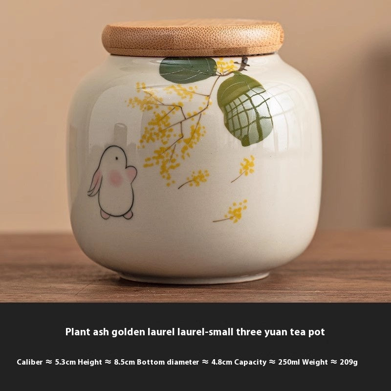 Chinesischer Kalligraphie Tee Pot Keramik Mini -Tee Caddy