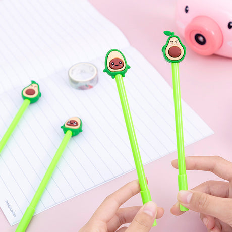 Gelstift für Studenten, kreativ, Cartoon-Ausdruck, Avocado, Schwarz, 0,5 mm