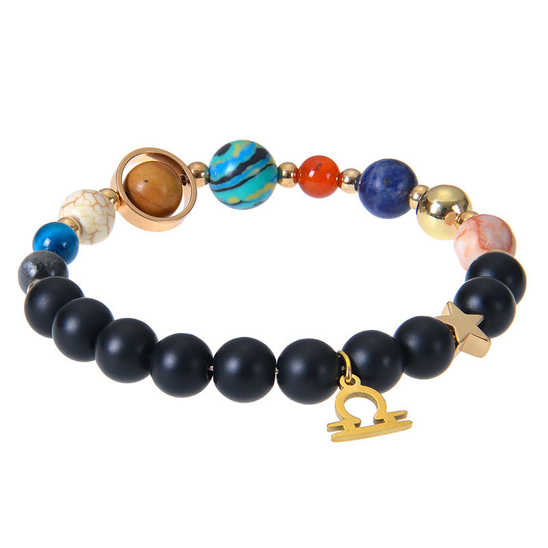 Twelve Constellations Zodiac Bracelet – Natural Stone & Planet Beads-3