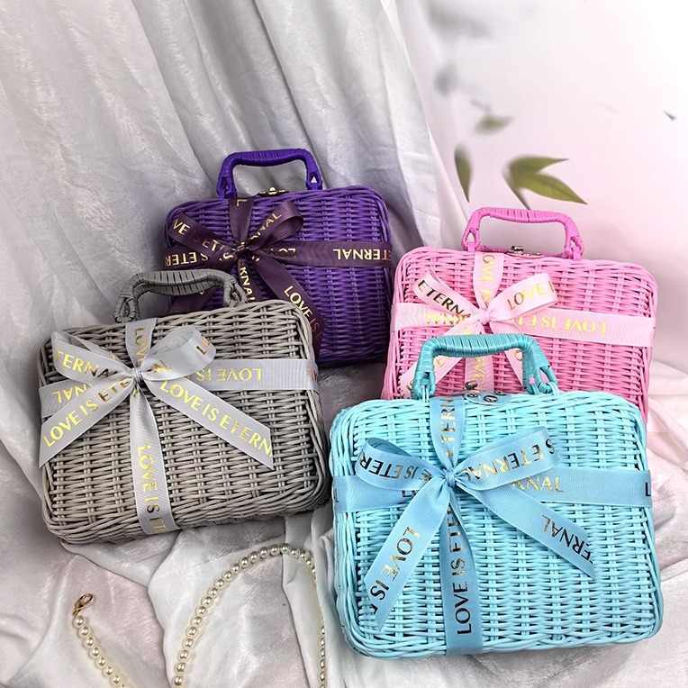 Rattan Woven Gift Wrap Suitcase Gift Packaging Box