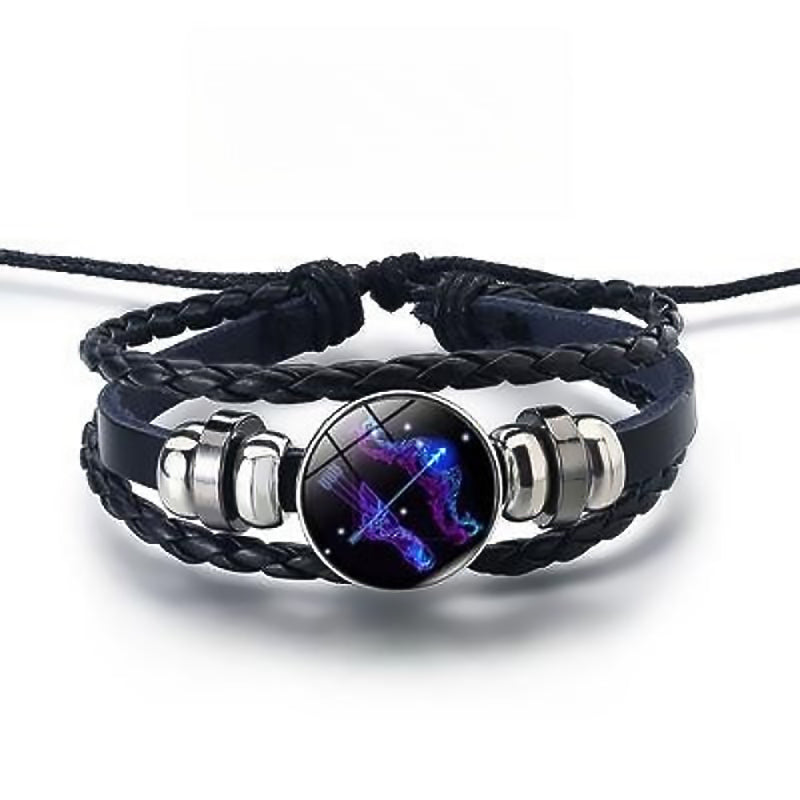 Luminous Zodiac Bracelet Adjustable Leather Constellation Gift-15