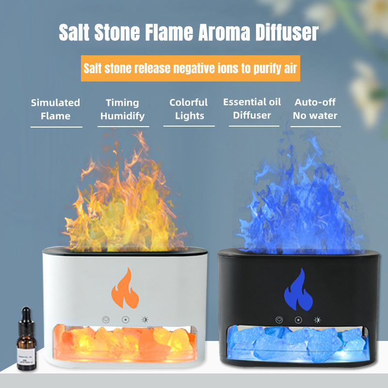 New Flame Humidifier Aromatherapy Machine Crystal Salt Stone Colorful Atmosphere Lamp