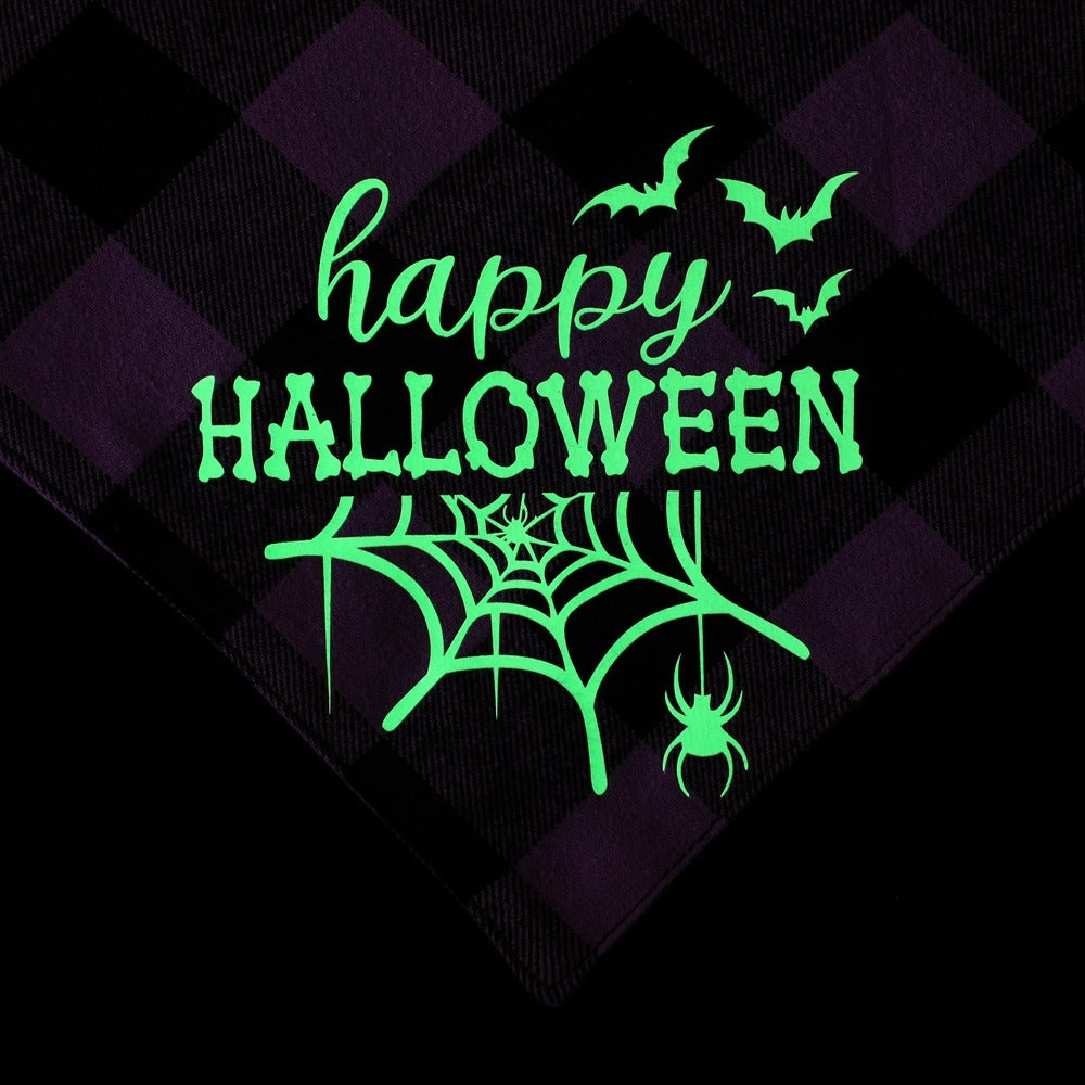 Luminous Halloween Dog Bandana Glow in the Dark Pumpkin Bat Scarf-11