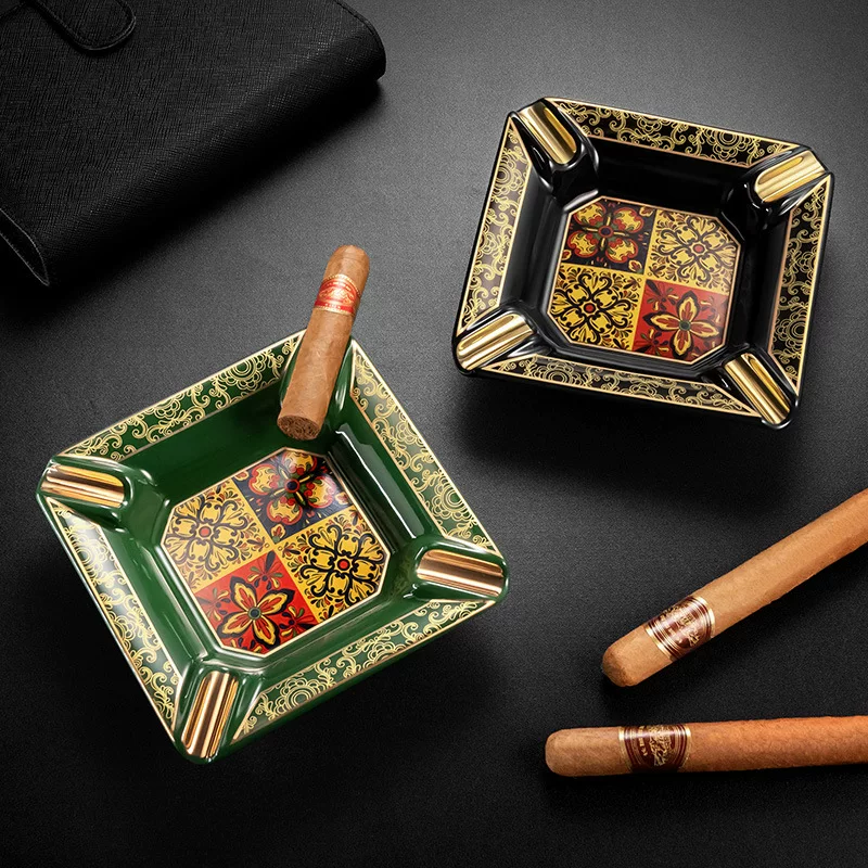 Ceramic Painted Large Capacity Non-slip Cigar Ashtray