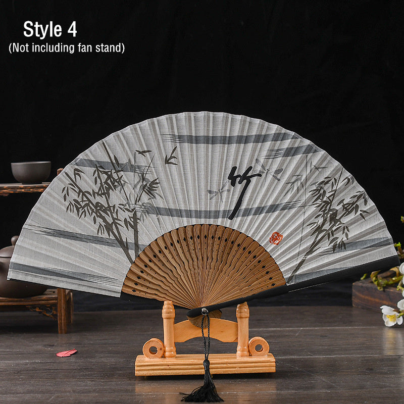 Chinese Folding Fan with Bamboo Frame for Traditional Gift Giving-4