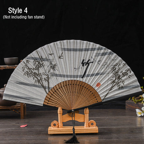 Chinese Folding Fan with Bamboo Frame for Traditional Gift Giving-4
