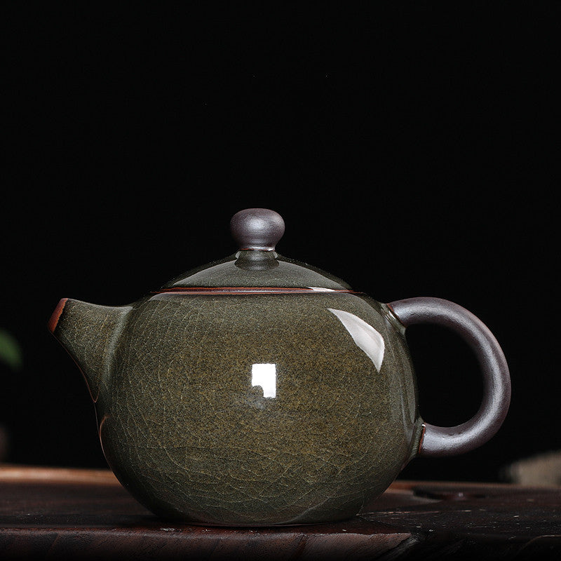 Ceramic Teapot Glossy Ice Cracked Handmade Brewing Teapot