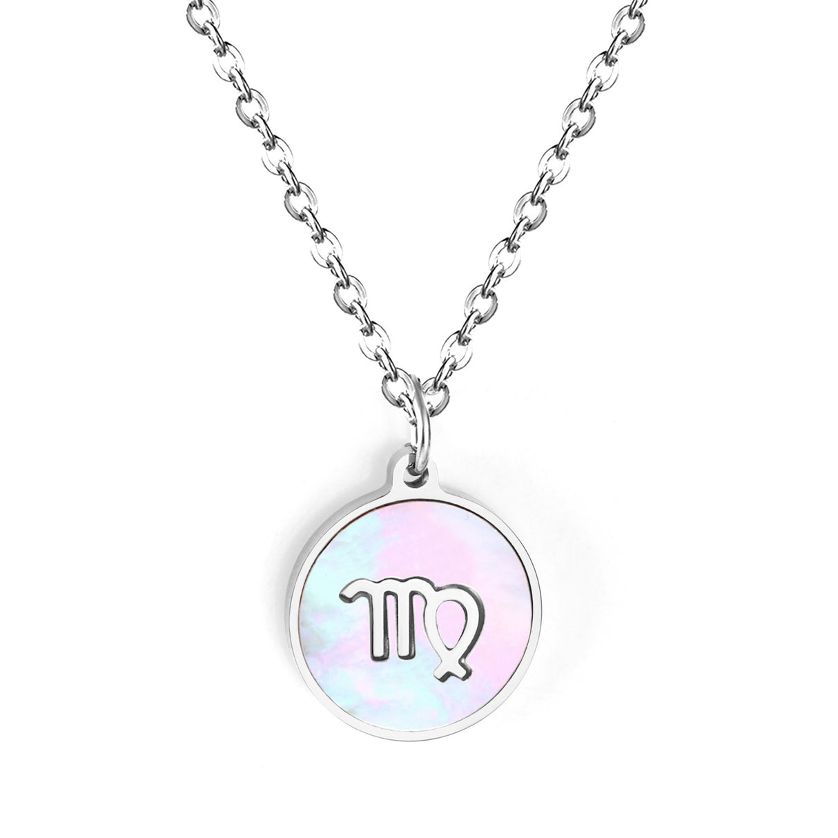 Minimalist White Shell Zodiac Necklace Adjustable Pendant-3