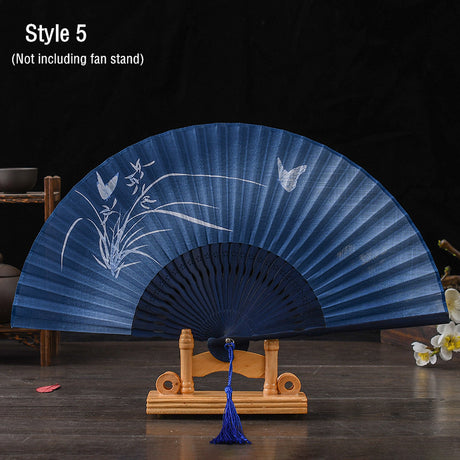 Chinese Folding Fan with Bamboo Frame for Traditional Gift Giving-5