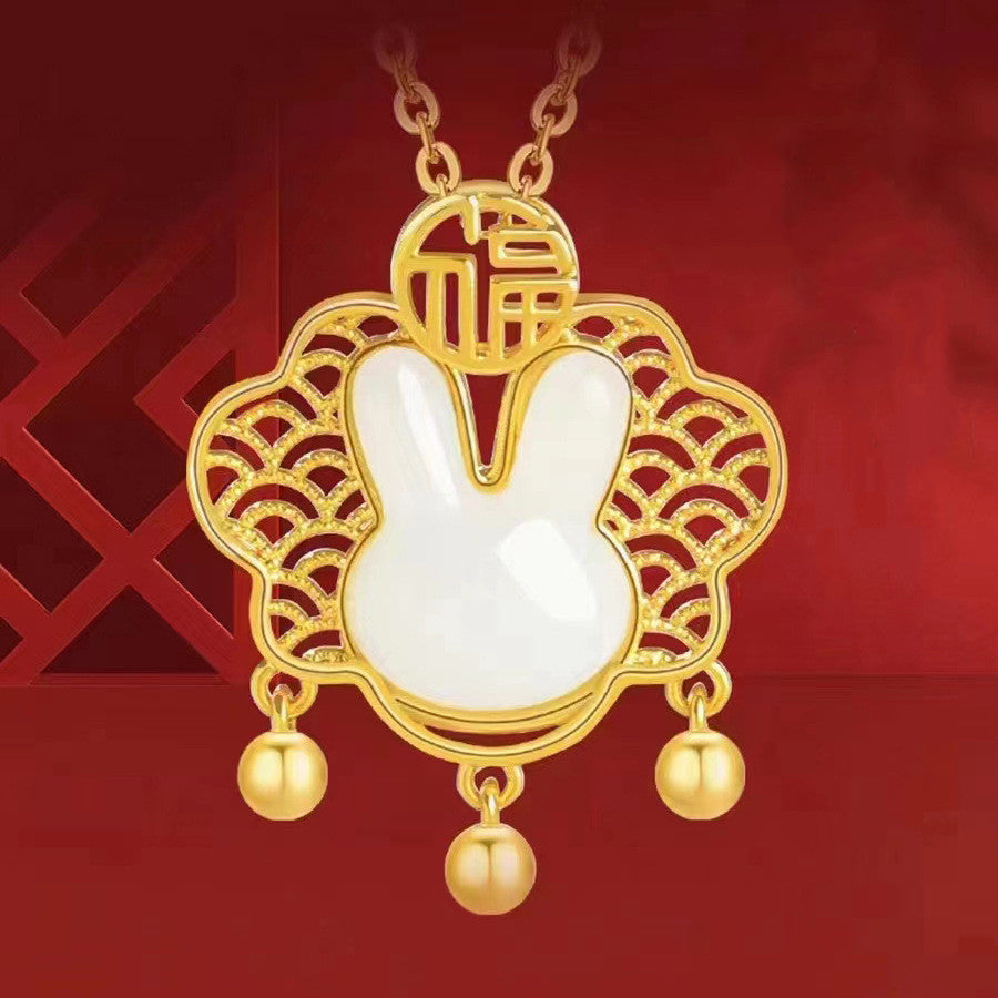 Jade Hare Lock of Good Wishes Necklace