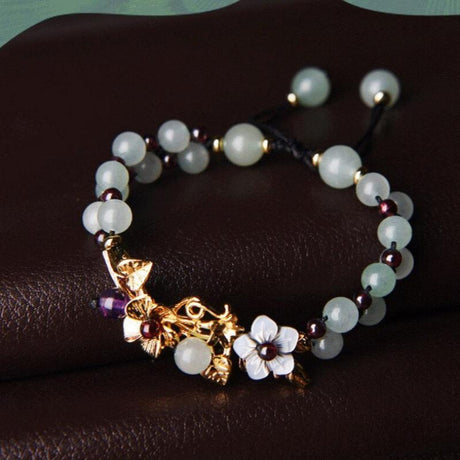 Braided aventurine bracelet with iris and gemstone design