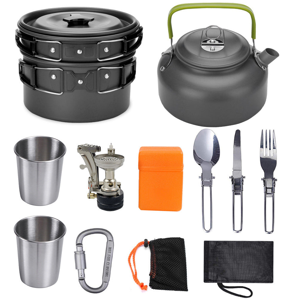 Outdoor Camping Cookware Kit Travel Tableware Picnic BBQ Equipment