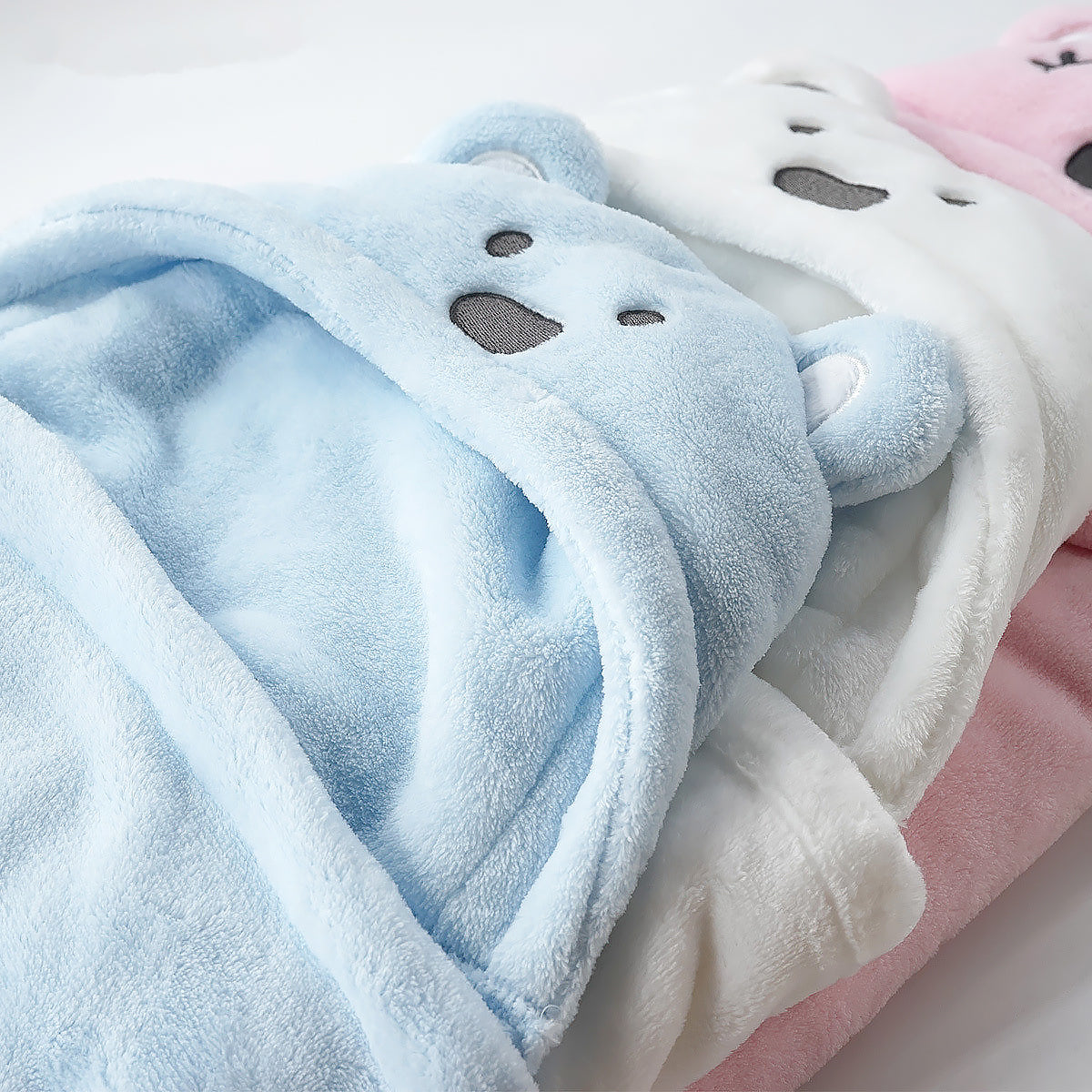 Coral Fleece Baby Blanket Hooded Newborn Wrap-2