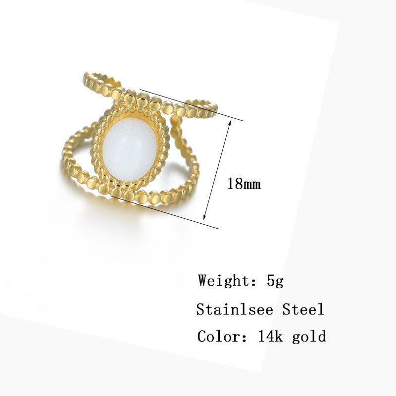 Mode vegetarischer Ring mit weißem Jade -Temperament Index Finger Ring