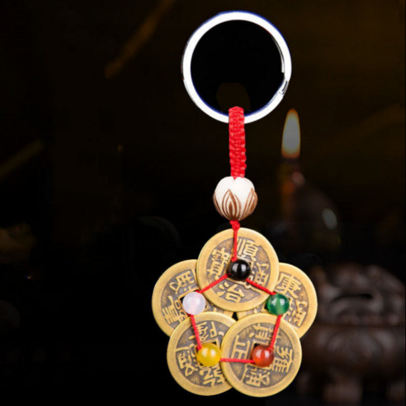 Lucky Transfer Body Protection Plum Copper Coin Pendant