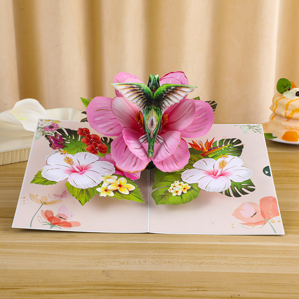 Creative 3D Card Folding Pansy Stereoscopic Greeting Cards