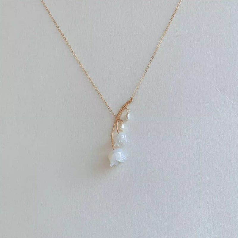 Handgefertigt 14k vergoldete weiße Jade Linglan schöne Halskette