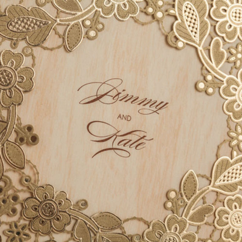 Personalized Custom Original Wood Color Square Invitation