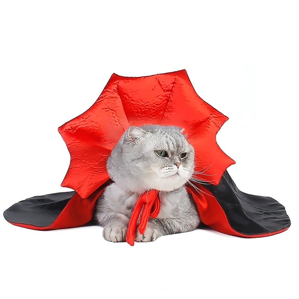 Halloween Reversible Pet Costume for Cats and Dogs Black Red Cape-6