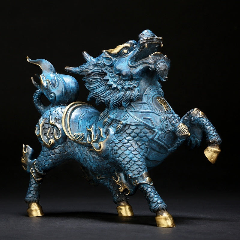 Wind and Fire Kirin Wealth Attracting Ornament Full Copper Home Decoration