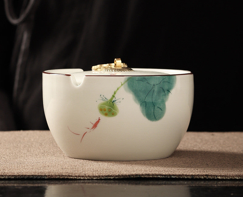 Handbemalte Haushalts Wohnzimmer Keramik-Aschenbecher mit LID-Schlupfchen