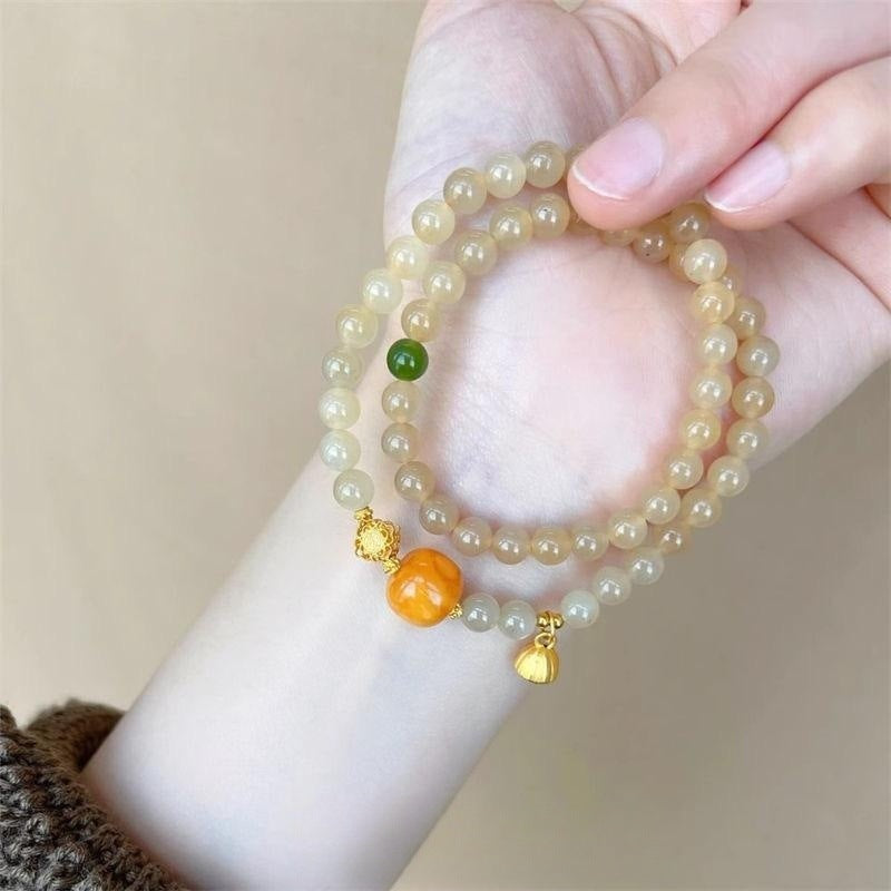 Handmade Double Layer Beaded Bracelet with Gemstone Accents-3