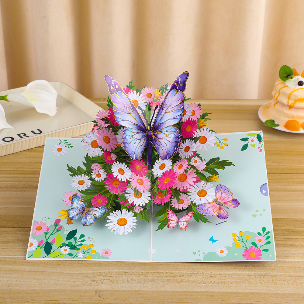 Creative 3D Card Folding Pansy Stereoscopic Greeting Cards