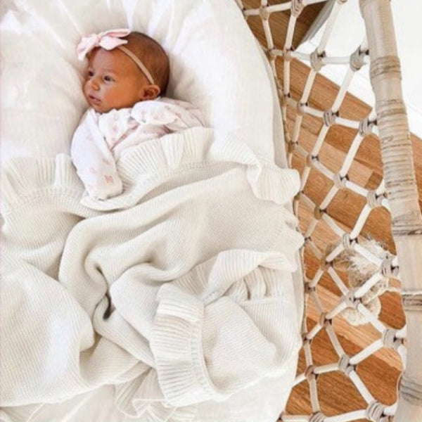 Knitted Baby Blankets Newborn Swaddle Wrap Ruffle