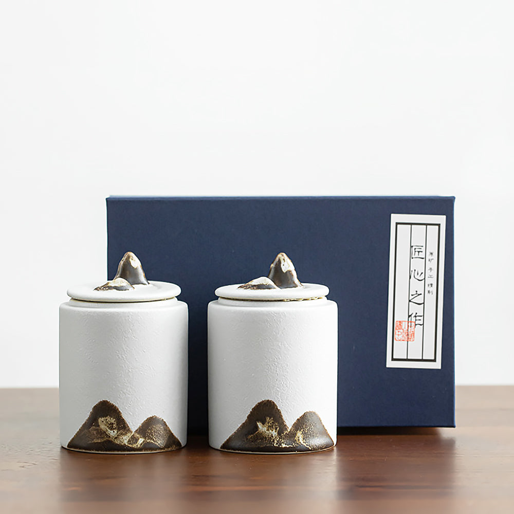 Chinese Ceramic Tea Storage Jar Black and White Pottery Sealed Jars-6