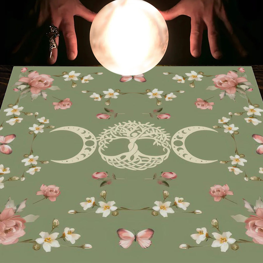 Tarot Table Cloth Moon Sun Lucky Tree Flannel Tablecloth-19