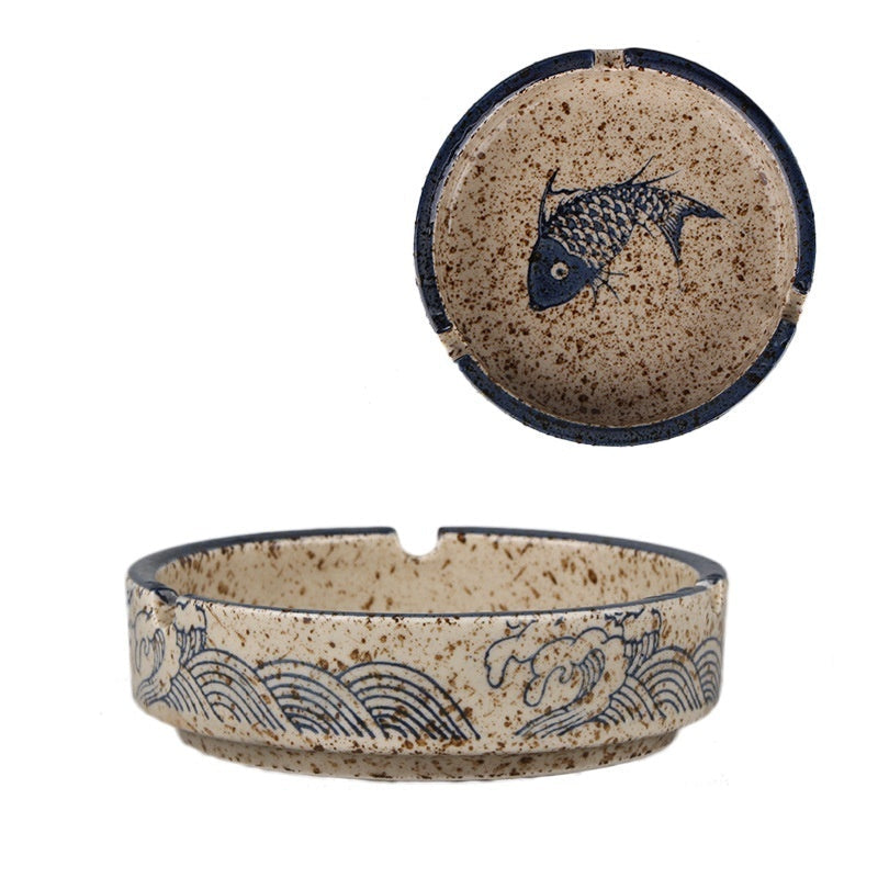 Chinesischer Stil Fisch Bild Retro Aschenbecher Keramik kreativ