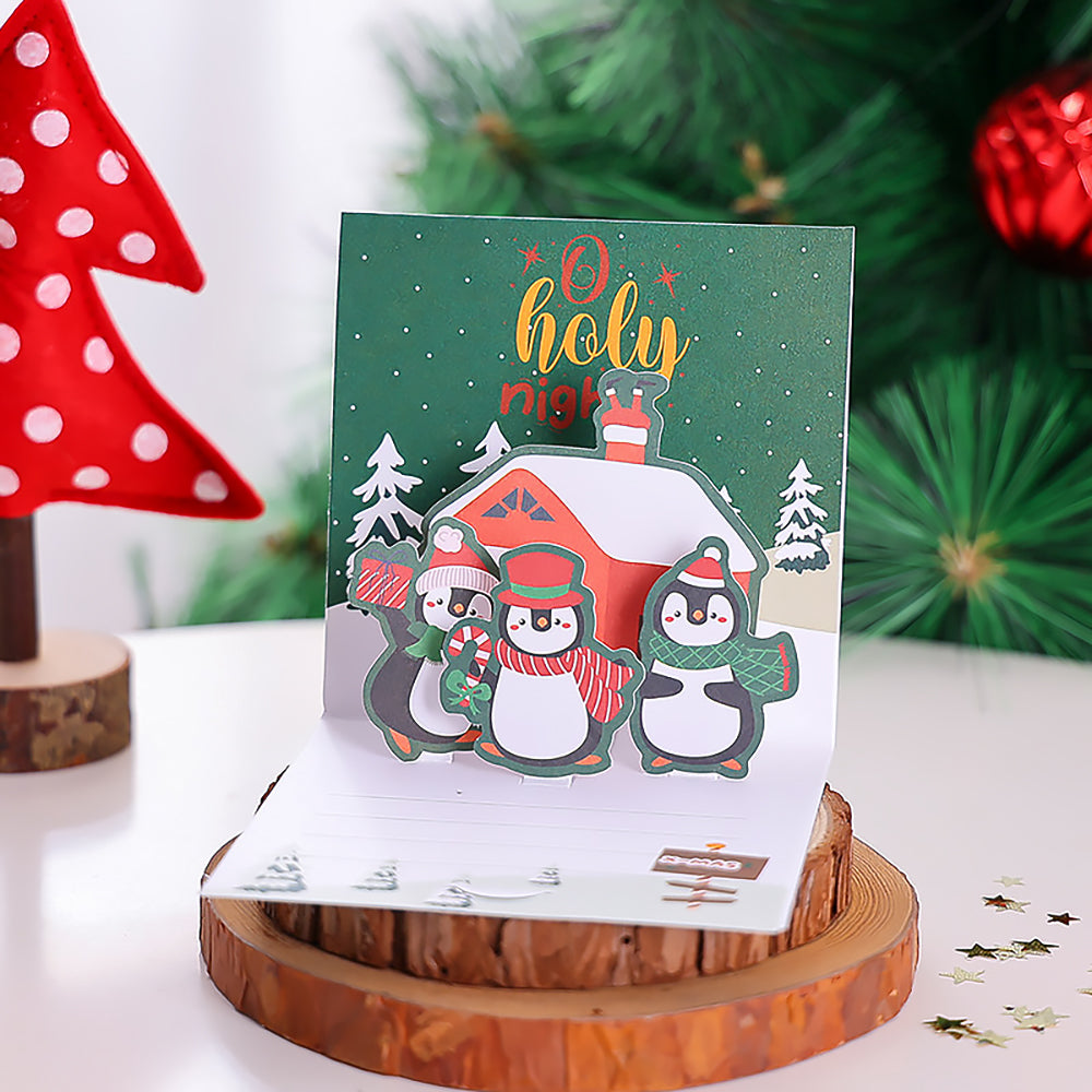 3D Pop Up Christmas Greeting Card Holiday Thank You Gift-6