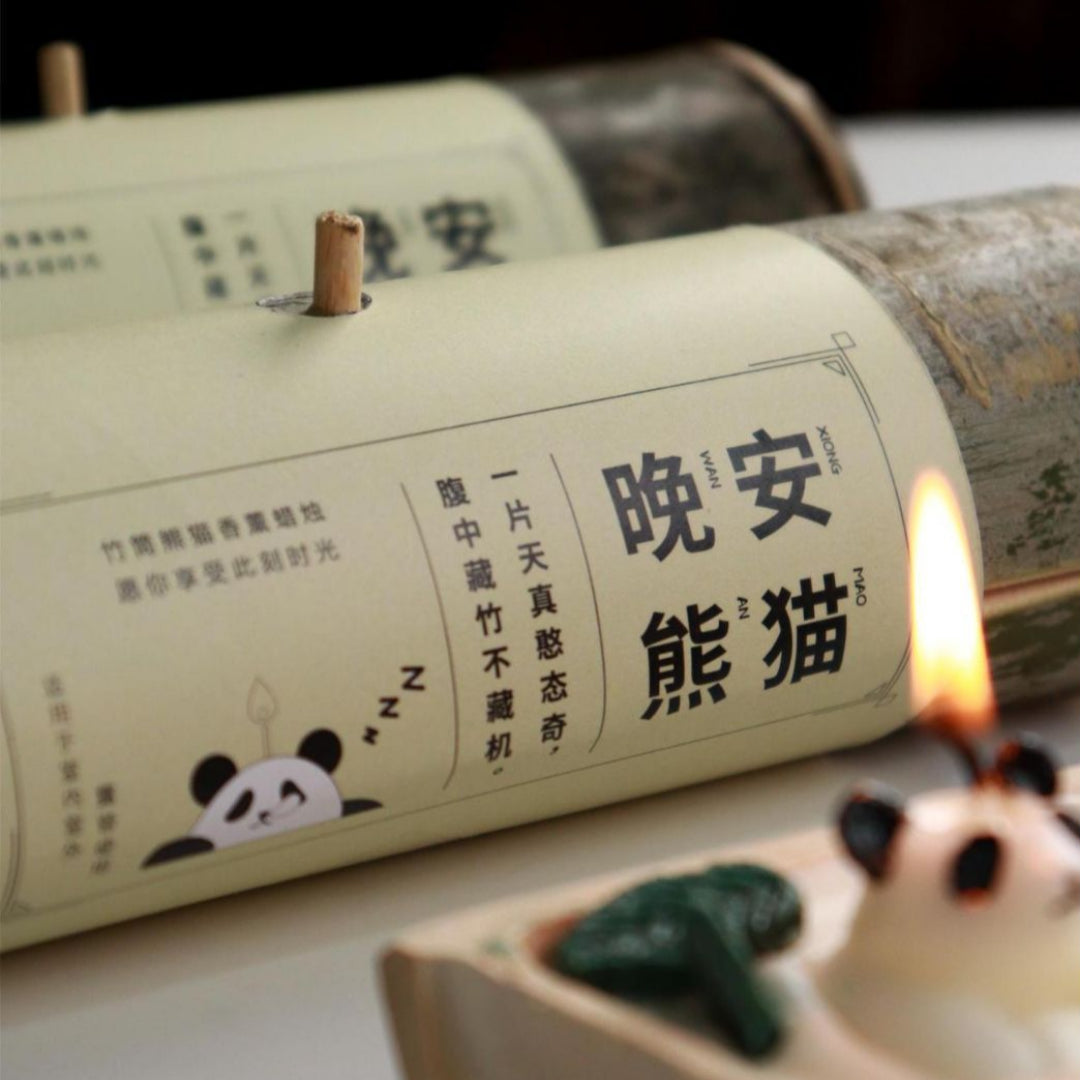 Good Night Panda Aroma Candle Creative Bamboo Tube Shape Souvenir-4