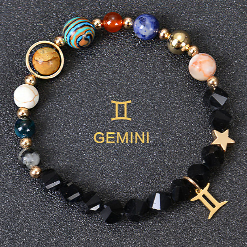 Twelve Constellations Zodiac Bracelet – Natural Stone & Planet Beads-8