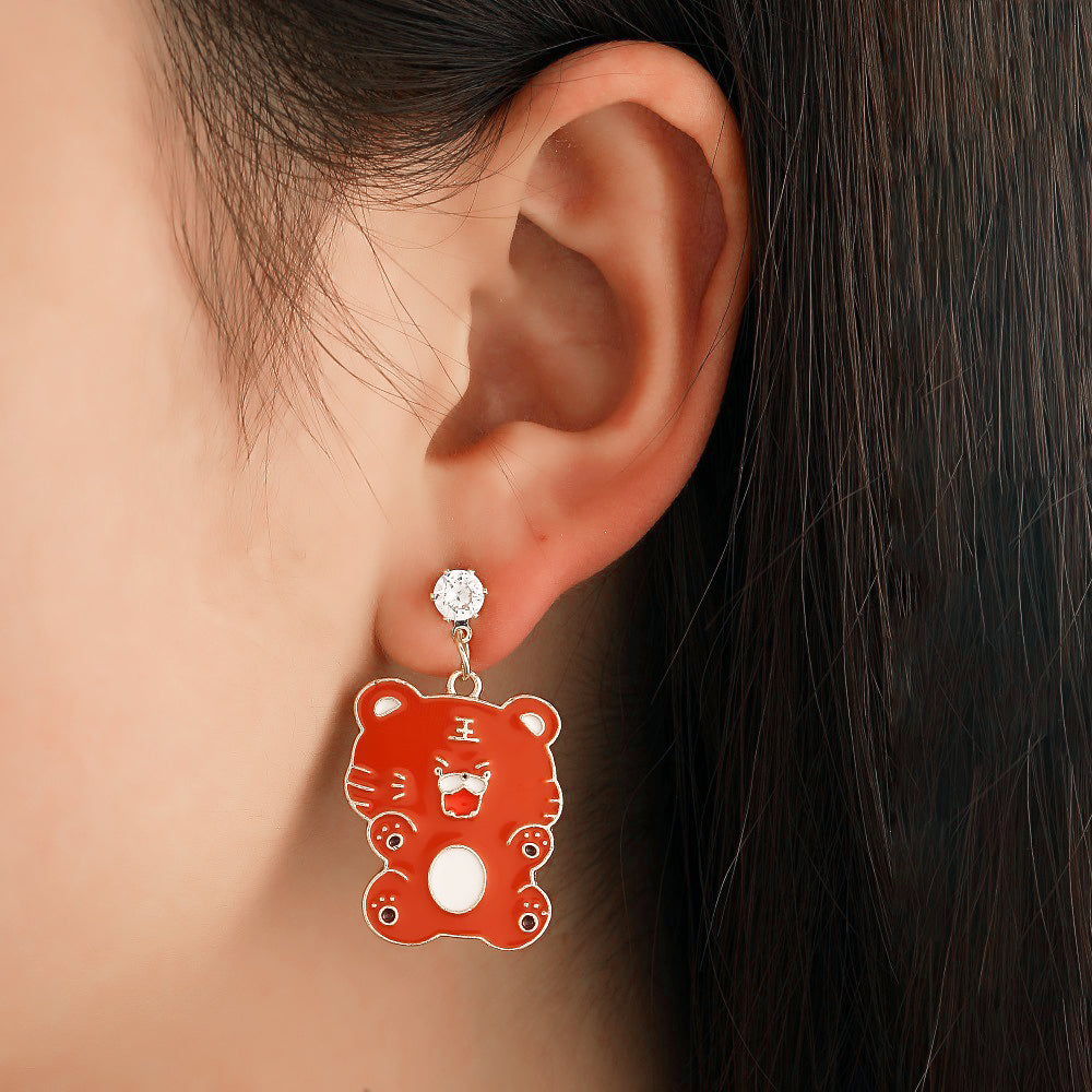 Chinese Zodiac Tiger Earrings Cute Animal Jewelry for Women-1