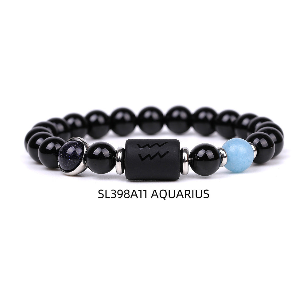 Natural Agate Zodiac Bracelet Unisex Astrology Jewelry-6